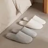 Chinelos de Algodão Listrados Estilo Japonês Simples para Mulheres, Casa Interior Antiderrapante Solado Macio Silencioso para Pisos de Madeira, Chinelos de Casal