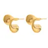 Estilo Ins Escolhas de Influenciadores Brincos de Aço Titânio em Formato de C para Mulheres Nicho Luxo Acessível Brincos de Aço Inoxidável Polido 18K Ouro