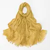 Cachecol Plissado Longo de Viscose Tingido de Forma Irregular de Cor Única Popular da Xiyin para Mulheres, Versátil, Macio, Respirável, Lenço de Cabeça de Cor Sólida, Estilo Fino
