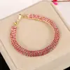 Pulsera de moda sencilla con diamantes incrustados de cristal y pedrería, pulsera de 3 filas de diamantes completos, novia, AliExpress, joyería de cadena de garra al por mayor