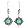 Pendientes de gota de agua de turquesa hueca de tendencia europea y americana, pendientes bohemios, fabricantes de joyas de comercio exterior transfronterizo al por mayor