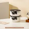 Tazón de Cerámica de Grado Alimenticio con Tapa, Juego de Tres Piezas, Lonchera para Microondas, Caja para Frutas, Tazón para Fideos Instantáneos, Caja de Regalo, Regalo Souvenir