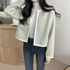 El tamaño ha sido actualizado. Cardigan de lana versátil estilo chic coreano estilo francés abrigo corto top para mujer 19478