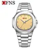 Reloj de Pulsera Ofns con Esfera de Números Árabes para Hombre, Resistente al Agua, de Negocios, Simple, Doble Esfera, Exclusivo para Oriente Medio, Reloj de Cuarzo