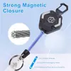 Porta credencial retráctil de alta resistencia transfronterizo, clip negro hexagonal, logo imprimible, hebilla de mosquetón giratoria 360°