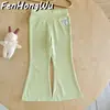 [Casa Rosa] Pantalones Acampanados para Niñas, Pantalones de Yoga de Cintura Alta con Protección Solar de Verano, Pantalones Deportivos Casuales para Niñas