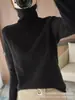 Suéter 100% Lã Feminino Gola Alta Pulôver Outono Inverno Malha Camada Base Ajuste Slim Gola Alta Top de Caxemira