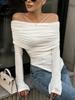 Elegante Camiseta Básica de Modal con Cuello de Línea Única Europeo y Americano Moda Primavera 2025 Blanco Camiseta Interior con Sensación de Fondo Alto