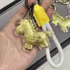 Shuibei Oro 999 Oro Puro 20Mg Llavero de Riqueza Instantánea Cadena para Teléfono Colgante Decoración para Bolsos para el Festival de Primavera