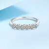 Anillo de Plata de Ley 925 para Mujer con Fila Única de Diamantes y Moissanita, Sencillo y Apilable, Regalo de Cumpleaños para Novia, Anillo de Diamantes