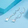 Pendientes de borlas de temperamento coreano para mujer, colgantes y pendientes de estrella y luna largos asimétricos, joyería curva personalizada, hilos para orejas versátiles