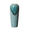 Jarrón de aspecto alto de 35 cm Cerámica de Jingdezhen Jarrón azul y blanco Muebles para el hogar Sala de modelos Recipiente para flores con borde dorado