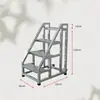 Escada de Degraus Espessada para Armazém, Casa e Uso Industrial, com Corrimãos, Três ou Quatro Degraus, com Rodas, Escada de Escalada Móvel