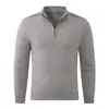 Suéter de Color Sólido para Hombre Otoño e Invierno con Media Cremallera y Cuello Alto Casual de Negocios Cuello Acanalado Pulóver Cálido Capa Base de Punto