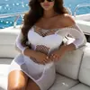 SHEIN cubre bikini de manga larga de red para playa, ropa exterior para vacaciones en la playa y viajes, protección solar, de fábrica transfronteriza