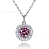 Colar Redondo Popular de Zircônia Diamante Colorido Mais Vendido Moda Pingente Totalmente Cravejado com Diamante Corrente de Clavícula Não Desbota Venda por Atacado de Fábrica