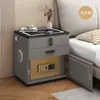 Nueva mesita de noche inteligente antirrobo para dormitorio, no requiere instalación, mueble de noche de madera maciza para uso doméstico, gabinete de almacenamiento multifuncional, seguro