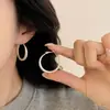 Brincos Argola Grandes Estilo Liu Yifei 2026 para Mulheres, Pino de Prata S925, Design Europeu e Americano, Argolas Redondas Fosco Matte