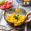 Tazón de Vidrio Martillado con Borde Dorado Japonés Tazón para Ensalada de Frutas Vajilla Tazón Transparente para Postre Tazón para Desayuno en Casa Estilo de Lujo Accesible