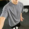 Camiseta Masculina de Verão Nova Estilo Americano, Tecido de Seda Gelada, Manga Curta, Fresca, Moderna, Secagem Rápida, Leve, Fresca, Respirável