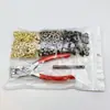 Juego transfronterizo de 500 juegos de ojales de tres colores de 6 mm de material de hierro con agujeros perforados, ojales metálicos y alicates de instalación de ojales