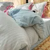 Ins simples A-line cadarço laço dupla camada gaze conjunto de quatro peças lençol lençol com elástico estilo dormitório algodão puro roupa de cama conjunto de três peças