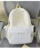 Mochila Estilo Menina Doce com Estampa Xadrez e Renda Colorida Sólida, Mochila de Aparência Sofisticada e Fofa para Estudantes em Viagens de Férias