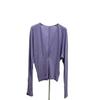 Blusa de Tricô com Decote V, Zíper Oculto e Mangas Morcego para Mulheres, Preto/Roxo Claro