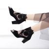 Suministro Transfronterizo Amazon Ebay Talla Grande Malla de Baile Tacones Gruesos Tacones Altos Encaje Boca de Pez Zapatos de Mujer