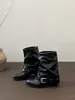 Botas de Cano Curto Melanoides Retro com Salto Grosso 2026 Nova Primavera Outono Combinar com Saias Botas Rider Petite Botas para Calça Doc Martens