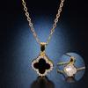 Collar de Trébol de Cuatro Hojas con Sonido Vibratorio para Mujer, Diamante, Elegante, Doble Cara, Blanco y Negro, Joyería de Moda Nicho, Cadena para Clavícula
