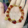 Pulsera de Ágata Roja Imitación Mismo Estilo que Estrella de TV para Atraer Riqueza y Pulsera de Cuentas de Transferencia para Mujeres como Regalo de Vacaciones para Niñas