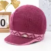 Sombreros para mujeres de mediana edad y mayores, sombreros de punto de piel de conejo para invierno de abuela con forro de terciopelo, sombreros de punto gruesos y cálidos para personas mayores