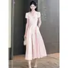 Vestido de Lujo Ligero y Estilo Suave con Lazo para Mujer Verano 2025 Nuevo Estilo Vestido de Cintura de Dama Falda Larga