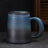 Taza de gres con filtro de tapa Taza de té separadora de té de cerámica para el hogar Estilo japonés vintage Taza de agua Taza de oficina