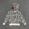 Sudadera con cremallera y estampado de camuflaje de tiburón de la marca de moda Bape para hombres y mujeres, cárdigan con capucha de algodón polar suelto para hombres