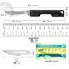 Cuchillo Multifuncional para Desempaquetado Rápido Aleación de Titanio Navaja de Utilidad Corte de Papel Hoja Reemplazable Navaja Plegable Mango de Acero Completo Bisturí