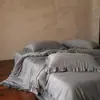 Conjunto de Quatro Peças em Renda Lisa Colorida Classe A, Lavado à Areia, Tencel Lenzing, Capa de Edredom Simples Lisa de Verão Sedosa para Dormir Nu
