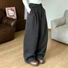 Calça casual de outono para meninas 2026 novo estilo calça de algodão de perna larga infantil para o outono, tamanhos médio e grande, calça de malha de seis botões