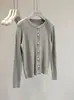 Chaqueta cárdigan de punto de alta gama estilo coreano, color sólido, cuello redondo retorcido, con pliegues, para mujer, nuevo modelo de primavera, rejuvenecedor, corte holgado, top de manga larga
