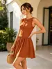 Vestido vintage de verão sem mangas para mulheres 2026, elegante vestido curto