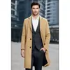 Casaco trench coat masculino moderno transfronteiriço por atacado, moda outono e inverno europeia e americana, casaco trench coat de comprimento médio, casaco de lã masculino plus size