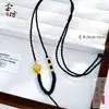Cordão de Pingente Ajustável com Corda de Lótus Dourado Areia, Estrutura Trançada de Quatro Fios, Banhado a Ouro, Cordão de Estilo Natural Unissex