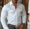 Camisa para Hombre 2025 de Manga Larga Estampada Retro Europea y Americana Casual Occidental Transpirable Microelástica Camisa de Primavera y Otoño para Hombre