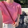 Camiseta de Manga Corta de Algodón Puro Pesado Color Morado Uva para Mujer Verano 2025 Nueva Holgada Color Sólido Longitud Media Top Moderno