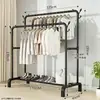Secador de roupas retrátil de piso, cabideiro móvel para varanda externa, secador de roupas de haste dupla, cabideiro para pendurar roupas de armazenamento para quarto
