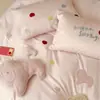 Conjunto de Quatro Peças de Algodão de Fibra Longa Fofo de Desenho Animado Little Pony para Ano Novo, Conjunto de Três Peças Rosa 100% Algodão Puro para Crianças