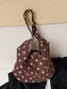 Bolsa tote de bolinhas de nicho estilo coreano transfronteiriça, grande capacidade, vintage, moderna, casual, estilosa, bolsa de ombro para o dia a dia