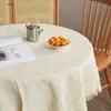 Porta-copos branco para mesa de centro, toalha de mesa quadrada pequena, capa para mesa de cabeceira, toalha de mesa e de jantar redonda de algodão e linho, estilo de luxo leve, atacado transfronteiriço