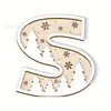 Enfeites Decorativos de Madeira de Natal Transfronteiriços com 26 Letras e Design de Padrão Floral para Artesanato e Decoração Caseira